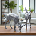 Set of 2 White Metal Deer Figurines – Handcrafted Decorative Animal Showpieces, Elegant Home & Office Decor, Living Room Accent, Festive Gift