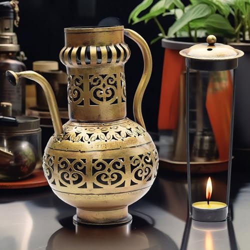 Surahi Brass-Finish Sambrani Burner - Tealight Holder