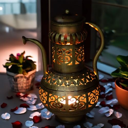 Surahi Brass-Finish Sambrani Burner - Tealight Holder