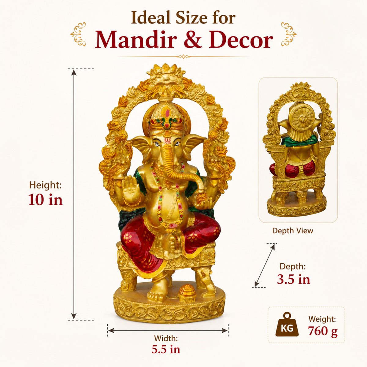 Gajanand Gold Ganpati Idol
