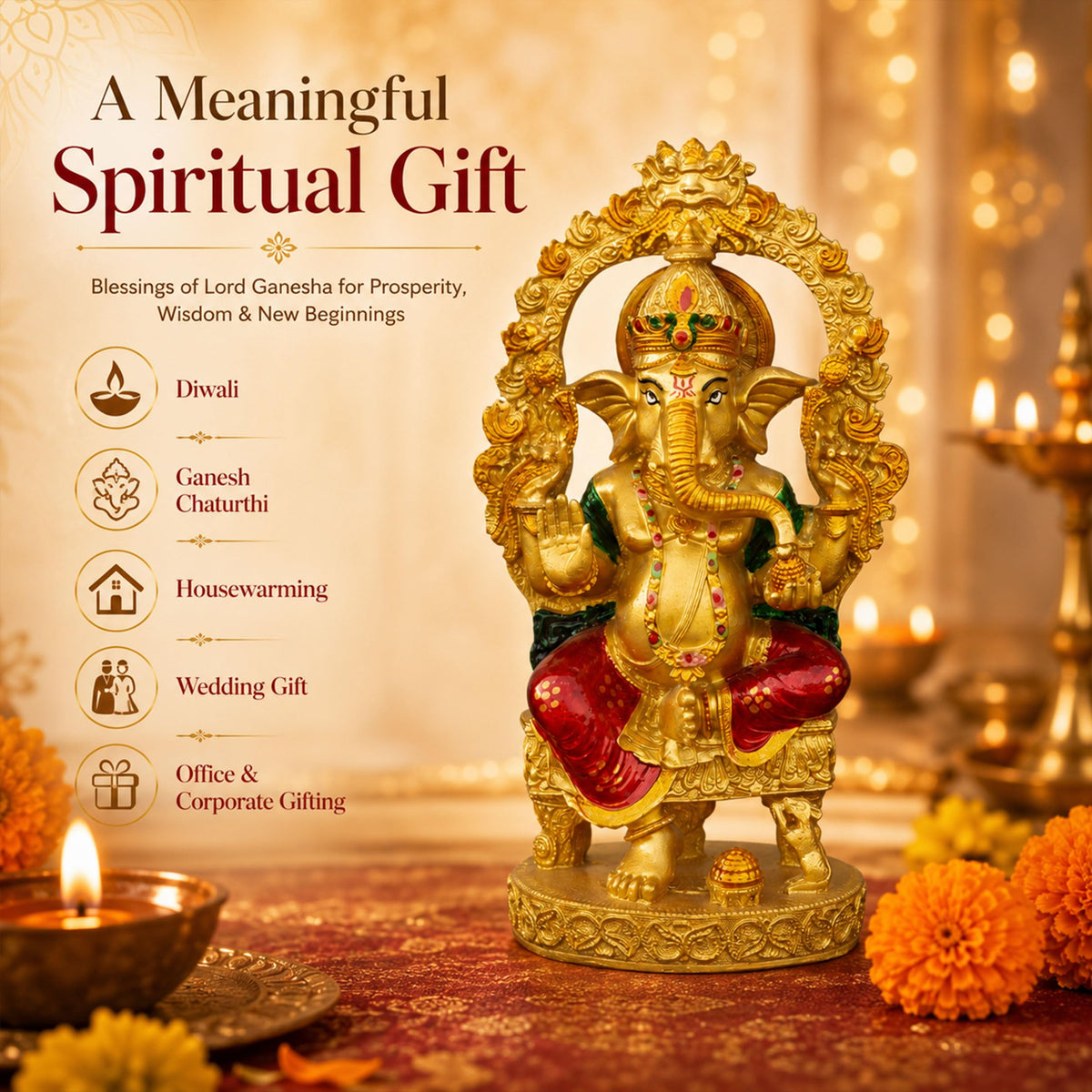 Gajanand Gold Ganpati Idol
