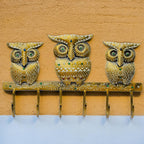 Owl-Themed 6 Key Chain Holder - Heavy Metal Wall-Mounted Key Organizer - Home & Outdoor Décor Key Rack Large Sturdy Key Slots - Easy to Hang, Perfect for Entrance Doorway, Living Room (Owl)