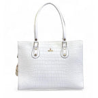 [ Duetras x Dazzle ] Vanity Croco Tote — Ivory White