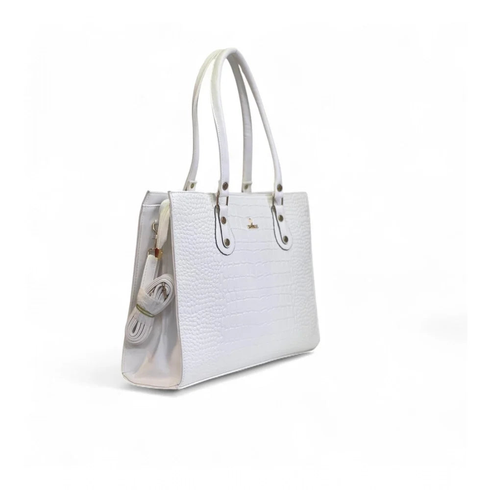 [ Duetras x Dazzle ] Vanity Croco Tote — Ivory White