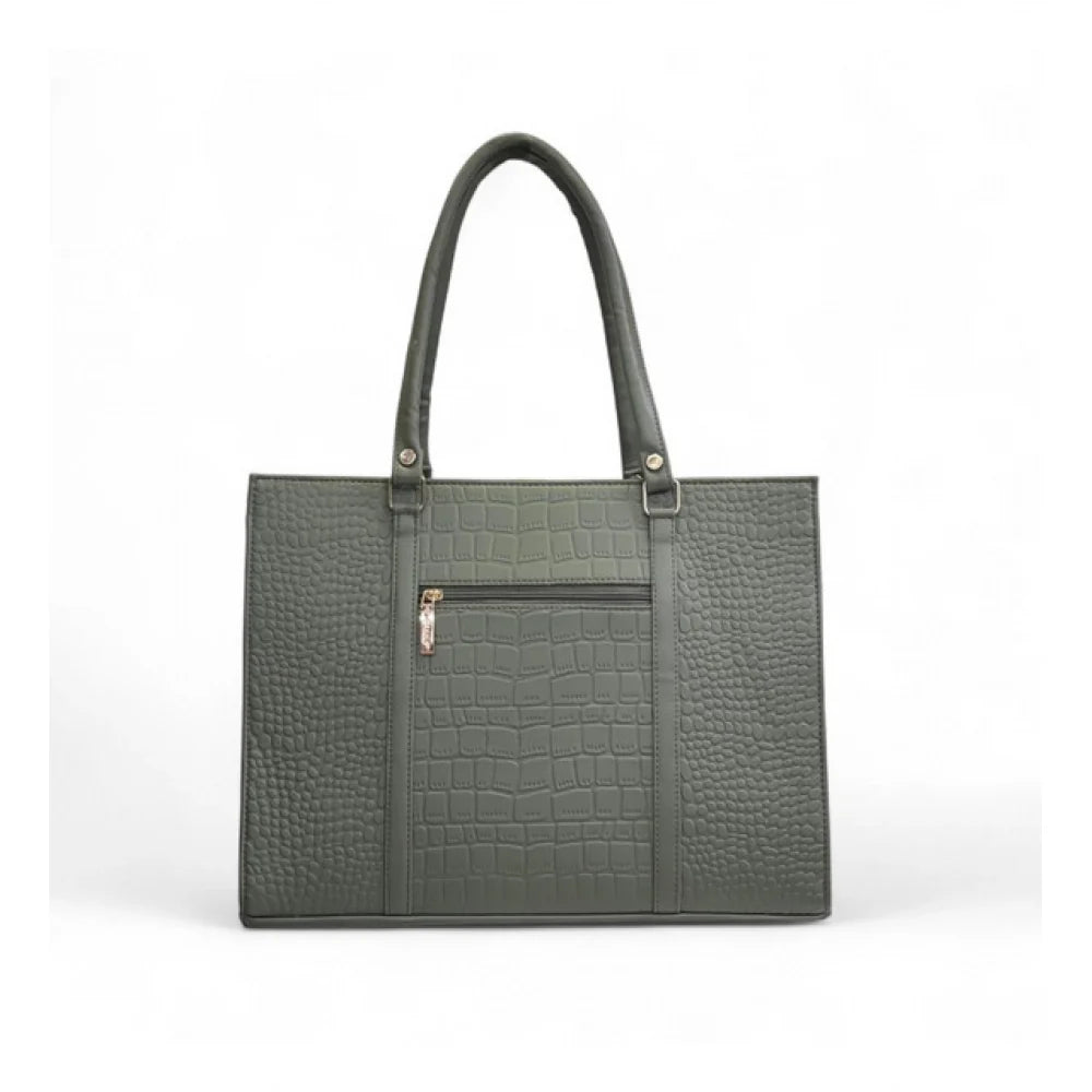 [ Duetras x Dazzle ] Vanity Croco Tote — Olive Green