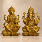 Lakshmi Ganesha Idol Set — Antique Gold