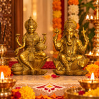 Lakshmi Ganesha Idol Set — Antique Gold