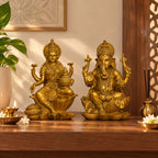 Lakshmi Ganesha Idol Set — Antique Gold