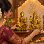 Lakshmi Ganesha Idol Set — Antique Gold