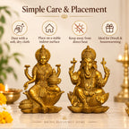 Lakshmi Ganesha Idol Set — Antique Gold