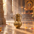 Surahi Brass-Finish Sambrani Burner - Tealight Holder