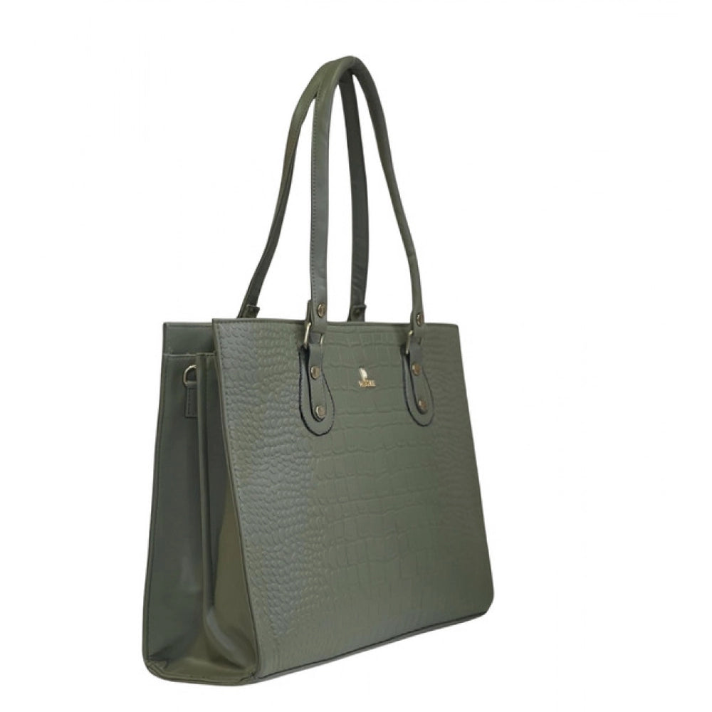 [ Duetras x Dazzle ] Vanity Croco Tote — Olive Green
