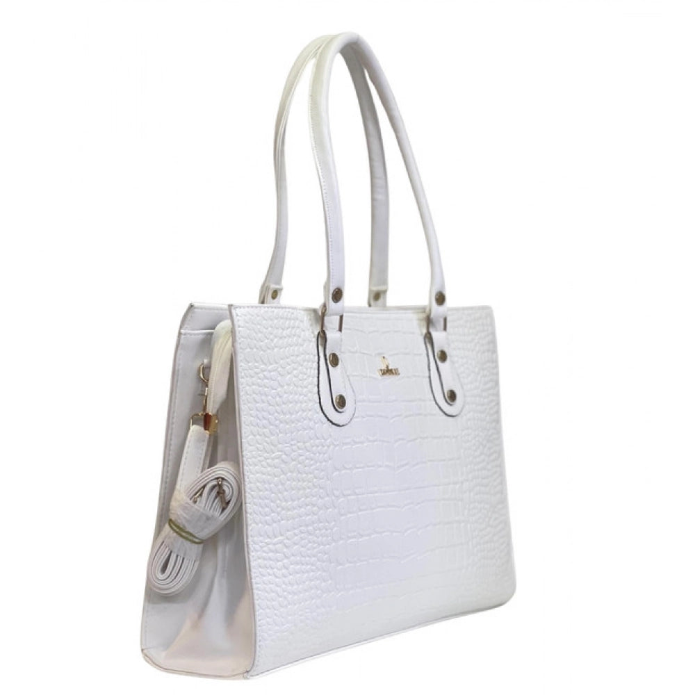 [ Duetras x Dazzle ] Vanity Croco Tote — Ivory White