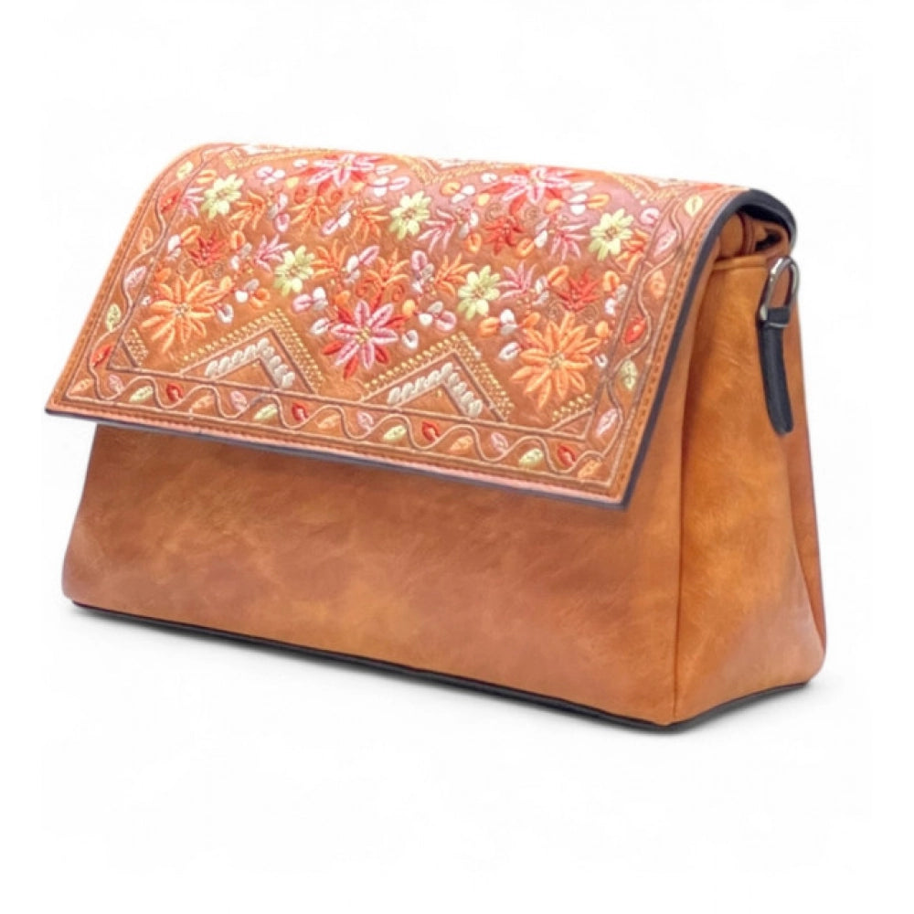 Vanity Floral Sling Bag — Terracotta