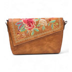 Vanity Facet Floral Sling Bag — Caramel Tan