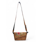 Vanity Facet Floral Sling Bag — Caramel Tan