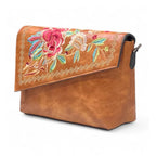 Vanity Facet Floral Sling Bag — Caramel Tan