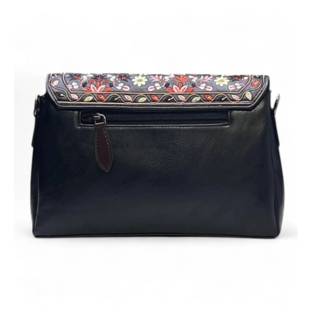 Vanity Floral Sling Bag — Midnight Black