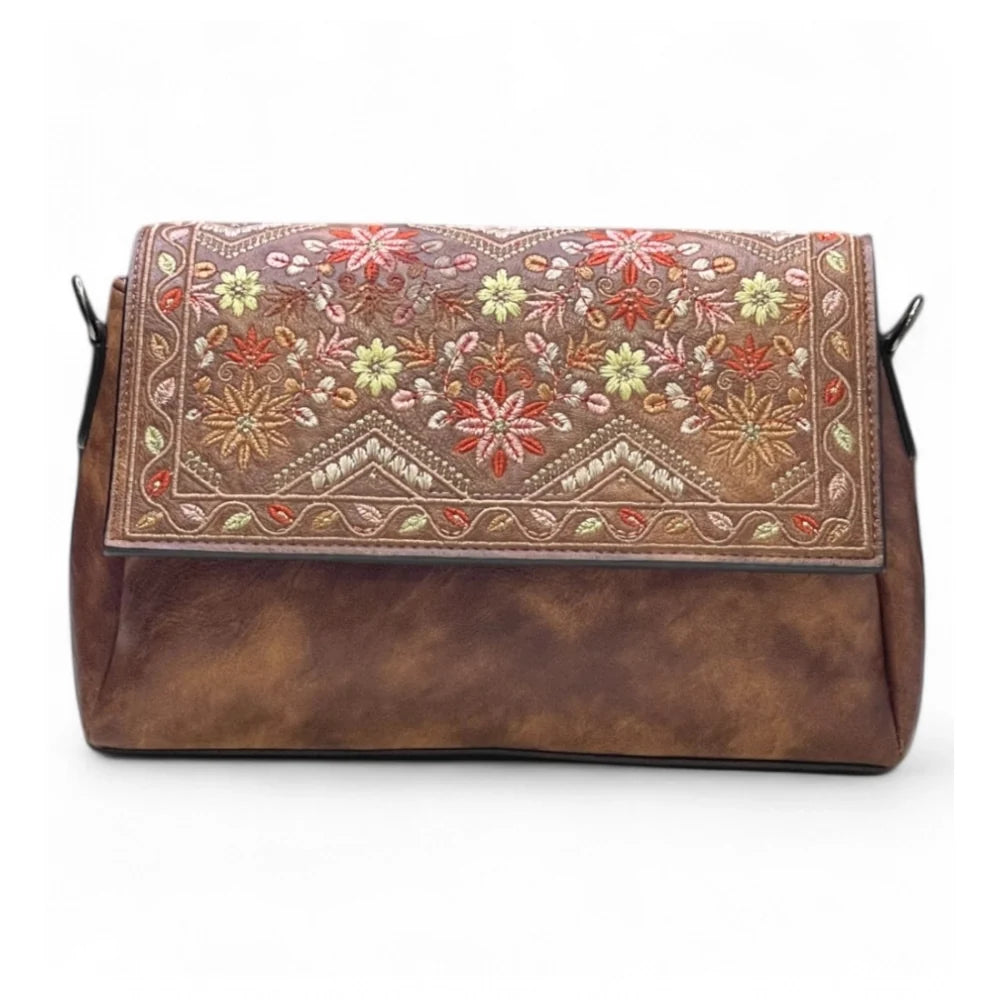 Vanity Floral Sling Bag — Mocha Brown