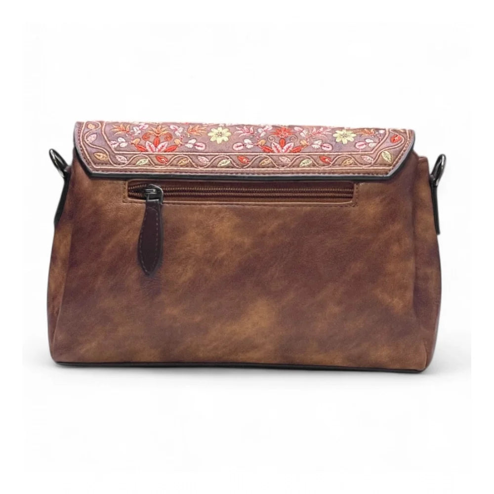 Vanity Floral Sling Bag — Mocha Brown
