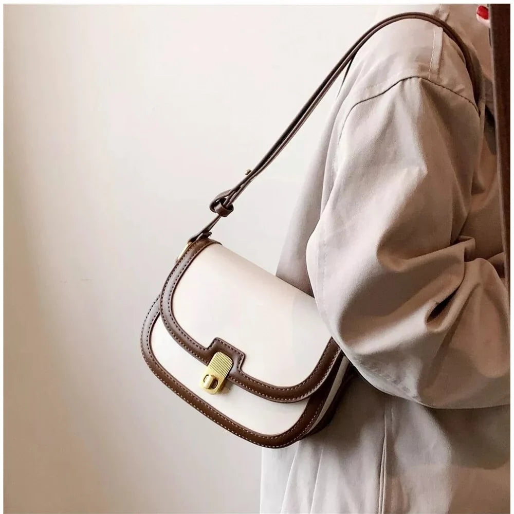 Vanity Contrast-Trim Sling Bag - Beige